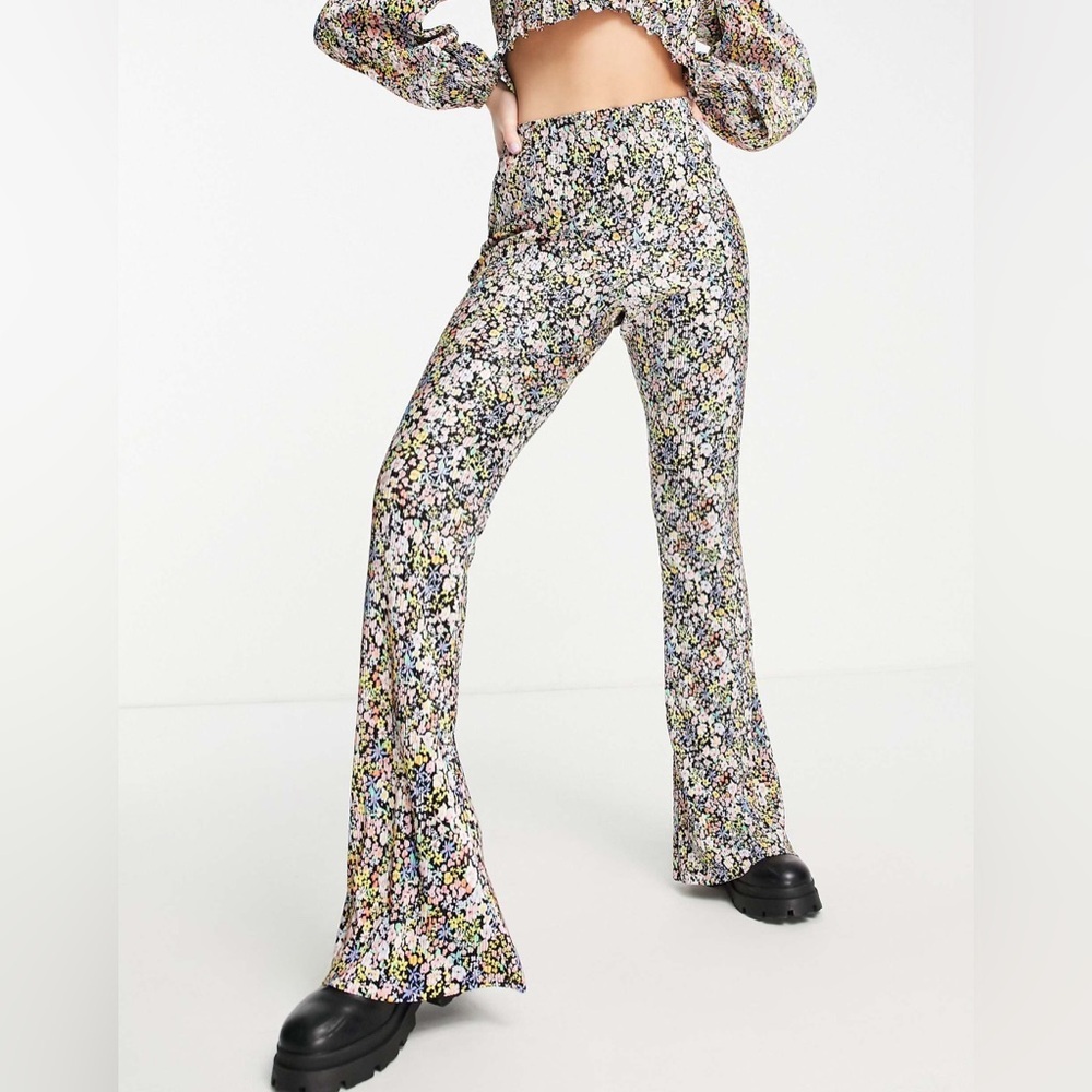 Miss Selfridge ASOS Multicolor Floral Boot Cut Pant